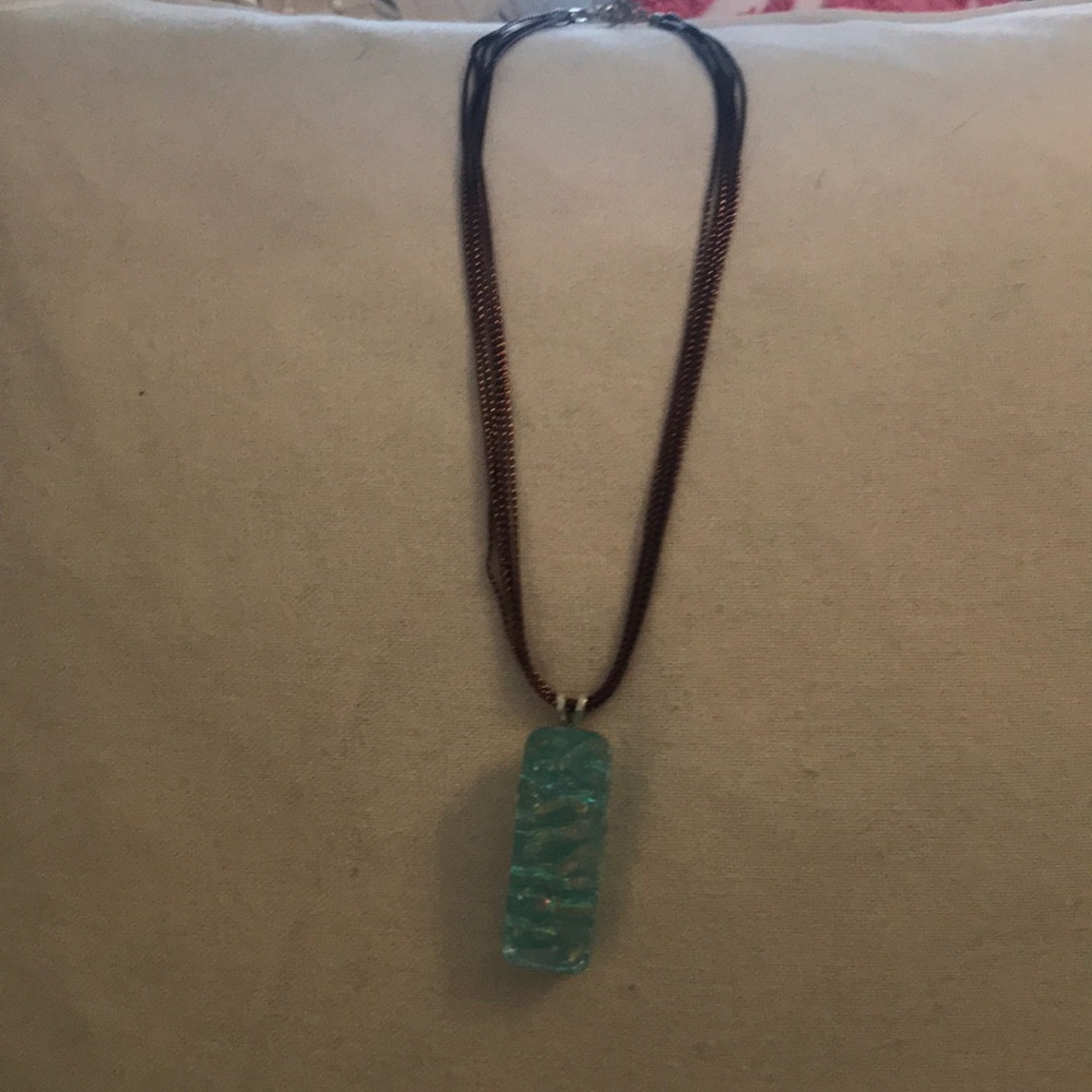 16 in glass quartz necklace and pendant!